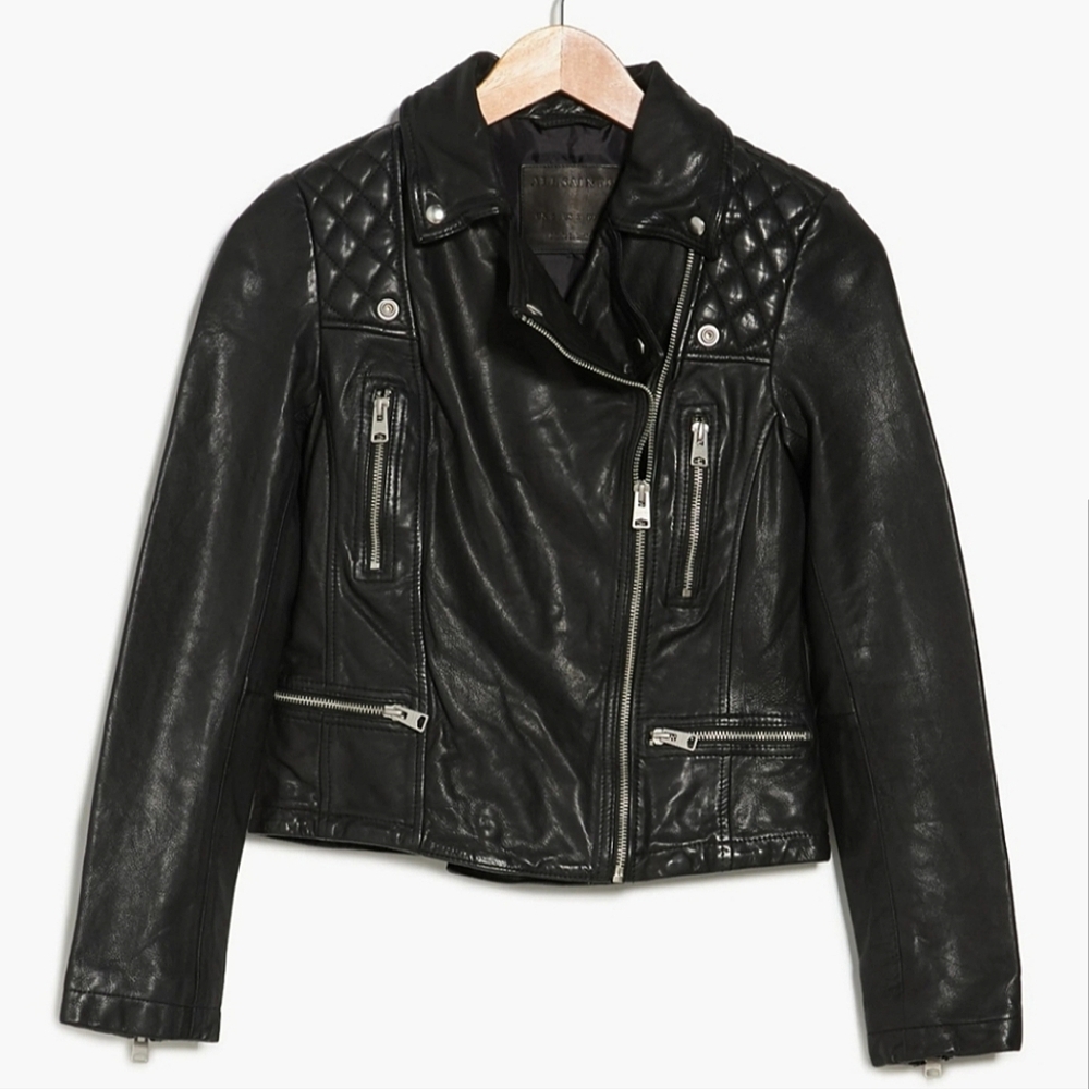 Allsaints Catch Leather Biker Jacket US 12 NWOT